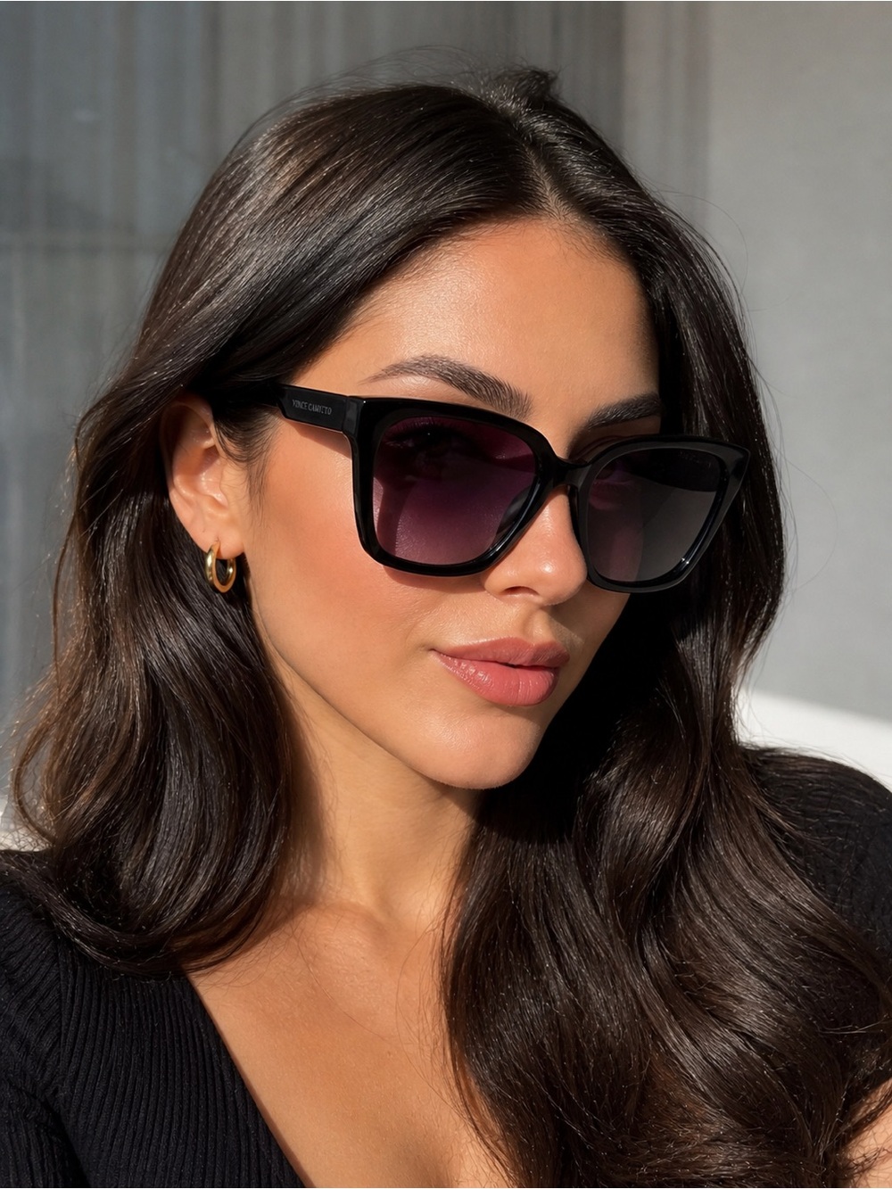 Vince Camuto-Women’s Oversized Butterfly Sunglasses-Black/Smoke Gradient